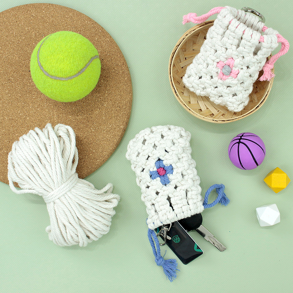 Earphones - Boho Daisy Earphone Storage Bag Macrame