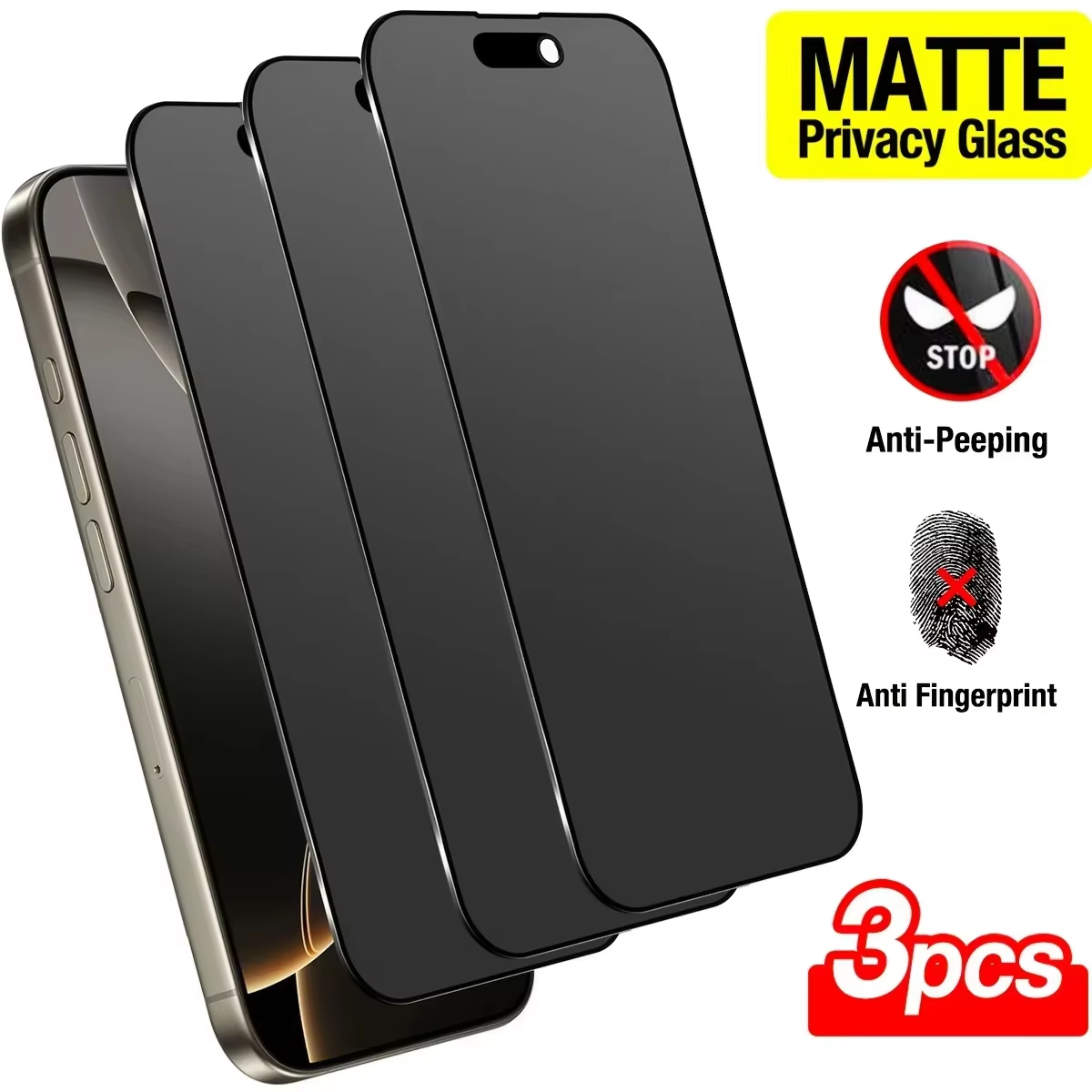 Matte Anti Glare Screen Protector - 3PCS Privacy Screen Protector For iPhone