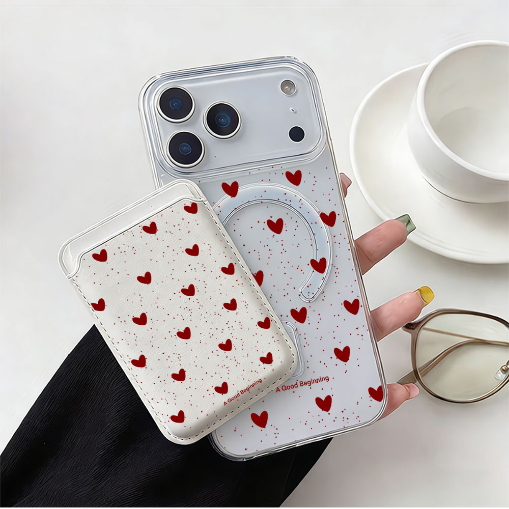 Full screen Polka Dot Heart Fo - огляд і ціна Leather Wallet Card Holder Phone Cover