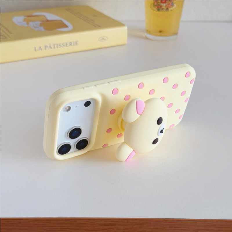 3D Rilakkuma Bear Polka Dot Si - огляд і ціна Cute Cartoon Wrist Strap Silicone Case