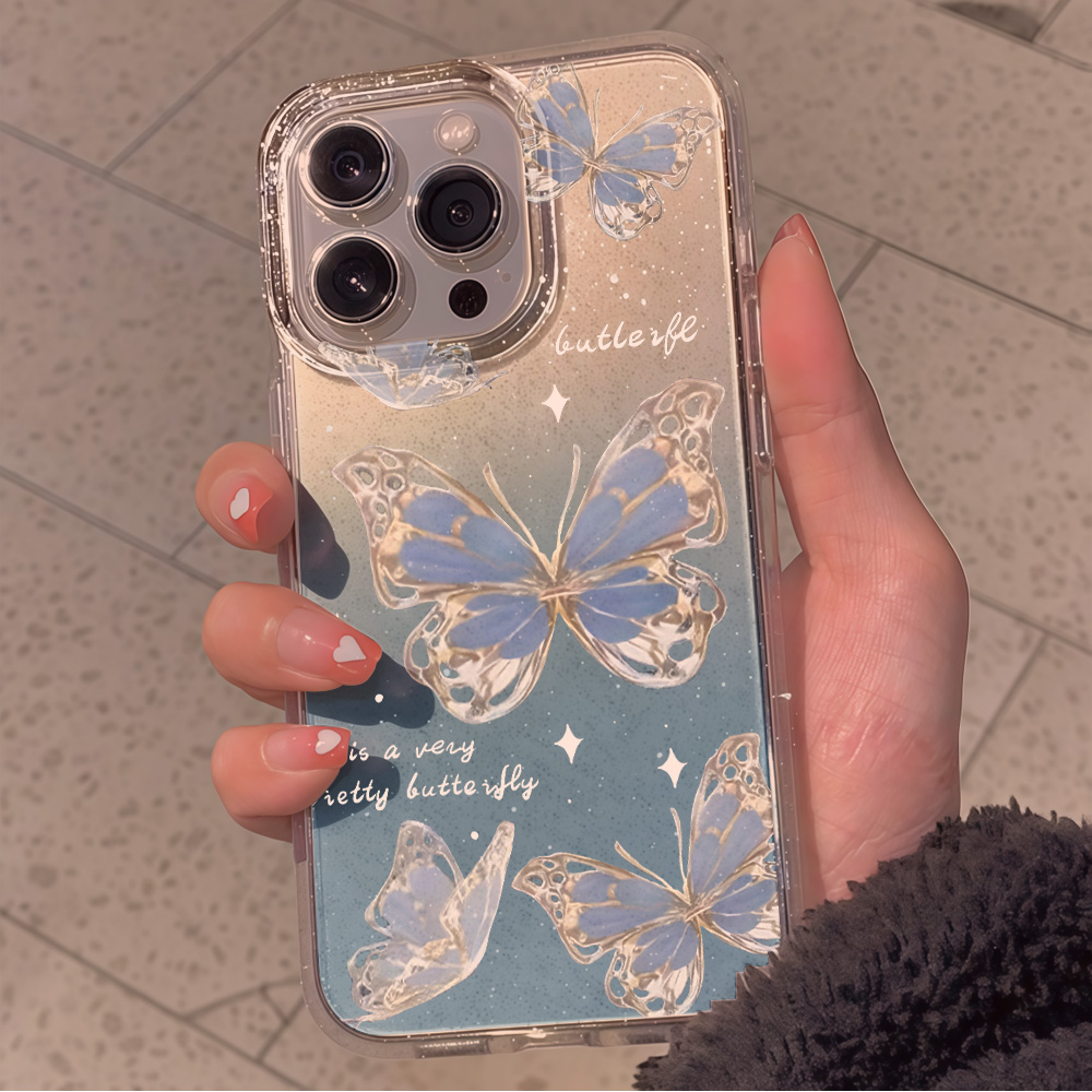 Luxury Blue Butterfly Clear Gl - огляд і ціна Clear Shockproof Bumper Case